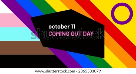 Vector image of the transgender, rainbow and intersex flag for october 11 coming out day