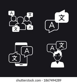 Vector image. Translator icon. Image person who speaks several languages.
