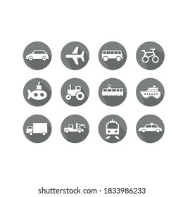 Vector image. Transport icon. Gray buttons with white icon.