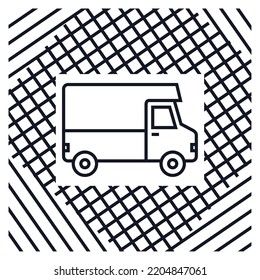 vector image. transport icon on black lines background.