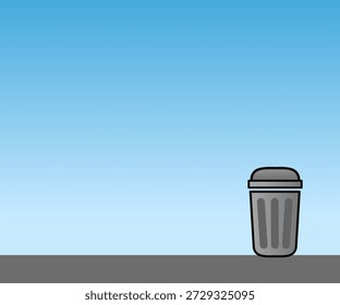 Vector Imagen de un cubo de basura sobre un fondo azul liso