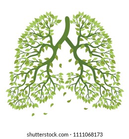 Vector image of tree branches shaped like human lungs, forest protection ecology illustration.