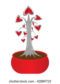 Vector image of a tree growing hearts. It symbolizes the growing sense of love.