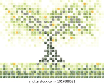 Vector image. Tree illustration. Graphic design ideal for card print, poster, wallpaper. Creative background. Digital art.