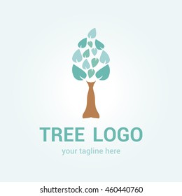 Vector image of a tree with leaves of green color. Can be used for a logo , a social organization, prints on T-shirts and bags for the banner.