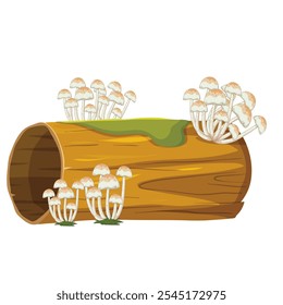 vector image of tree trunk and mushrooms