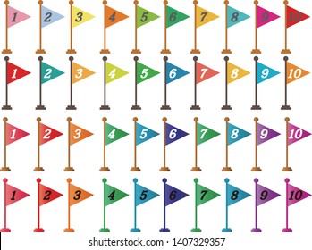 Vector image of triangular flags.
Numbered flag.