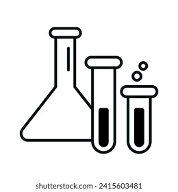 Vector image of a triangular flask and test tubes. Chemist supplies icon.