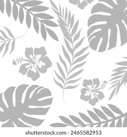 vector image of tropical leaves and leaf shadows png on a white background