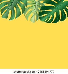 vector image of tropical leaves on a yellow background PNG