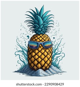 vector image tropical pineapple illustration