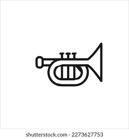Vector image of a trumpet, black color, white background.