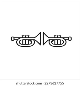 Vector image of a trumpet, black color, white background.