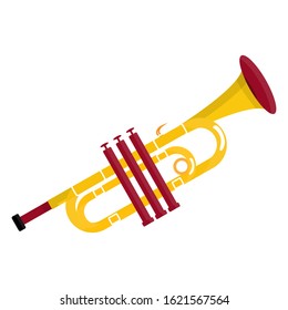 vector image of a trumpet with a combination of pink and yellow. Design simple