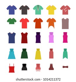 Vector image of t-shirts. For clothing stores. Different types of t-shirts.