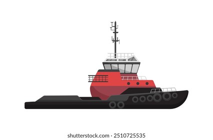 Vector image of a tugboat, perfect for maritime and nautical designs.