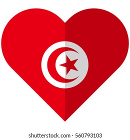 Vector image of the Tunisia flat heart flag