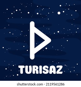 vector image of turisaz rune on a starry background