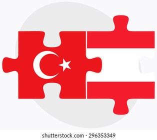 Vector Image - Turkey and Austria Flags in puzzle  isolated on white background