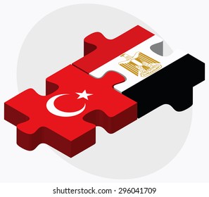 Vector Image - Turkey and Egypt Flags in puzzle isolated on white background
