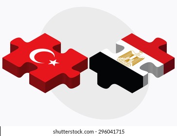 Vector Image - Turkey and Egypt Flags in puzzle isolated on white background
