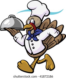 Vector image of turkey running or delivering food.