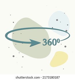 Vektorbild: 360 Grad Umdrehungszeichen auf mehrfarbigem Hintergrund. Ebenen gruppiert für einfache Bearbeitungs-Illustration. Für Ihr Design.