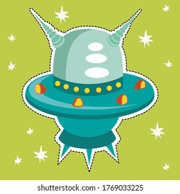 Vector image of a turquoise UFO for a nursery
