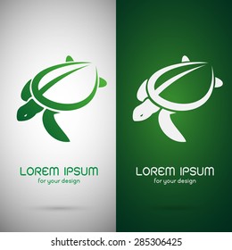 Vector image of an turtle design on white background and green background, Logo, Symbol