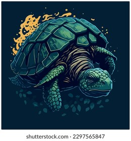 vector image turtle illustration with light background