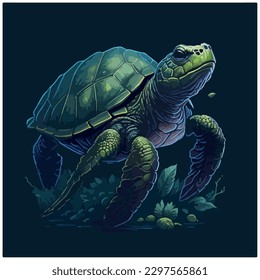vector image turtle illustration with light background