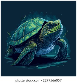 vector image turtle illustration with light background