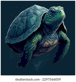 vector image turtle illustration with light background