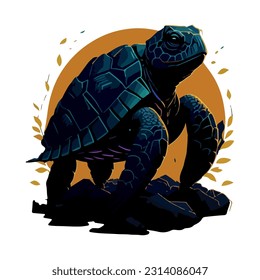 vector image turtle illustration with light background