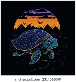 vector image turtle illustration with light background