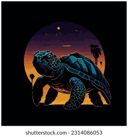 vector image turtle illustration with light background