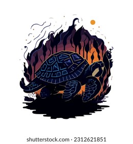 vector image of a turtle on a colorful background