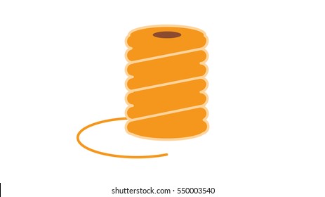 Vector image of twine on a white background. Illustration coil of thread. Icon Consumables for the construction, design, crafts, sewing.