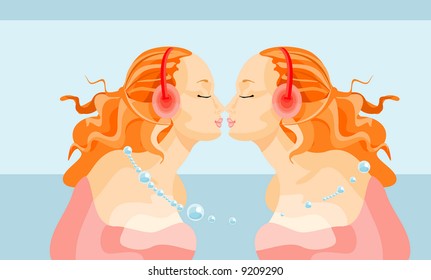 vector image of twins for zodiac cards