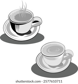 vector image of two black and white coffee cups