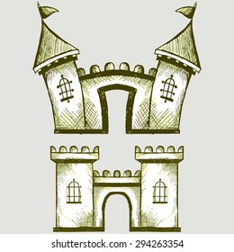 Vector image of two cartoon castles