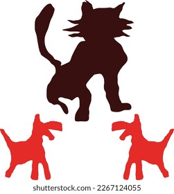 
Imagen vectorial de dos gatos y perros