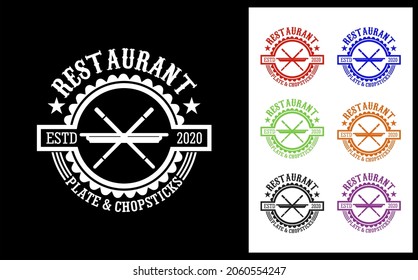 Vector image of two chopsticks in a crossed position and a plate. This image can be used for a logo, or for any print.