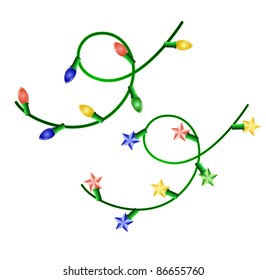 Vector image of two christmas garlands with different lights