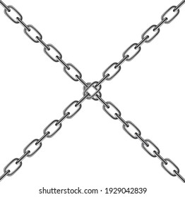 Vector image of the two crossing iron chains isolated on the white background.