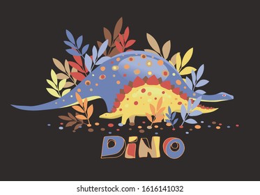 Vector image of two dinosaurs on a chen background and the inscription "dino"