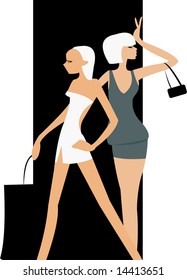 vector image of two fashionable girls