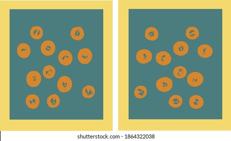 vector image of two frames with the picture of orange dots