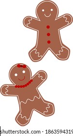 Vector image of two gingerbread man