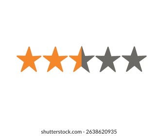 vector image of two and a half stars out of five. low level